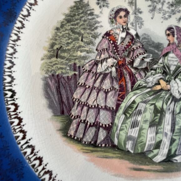 Vintage Century By Salem 23 Karat Gold Plate Blue With Godey’s Ladies - Picture 8 of 13